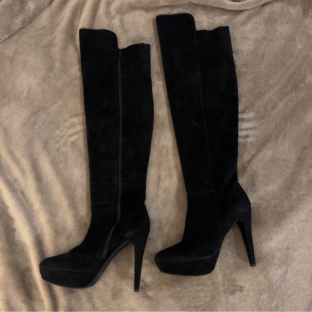 Stuart Weitzman Black Suede Knee Boots